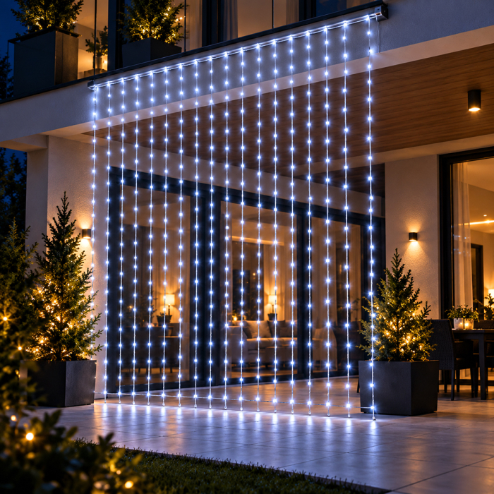 Instalație de Crăciun, perdea luminoasă 3 x 3 metri, diverse culori [4]