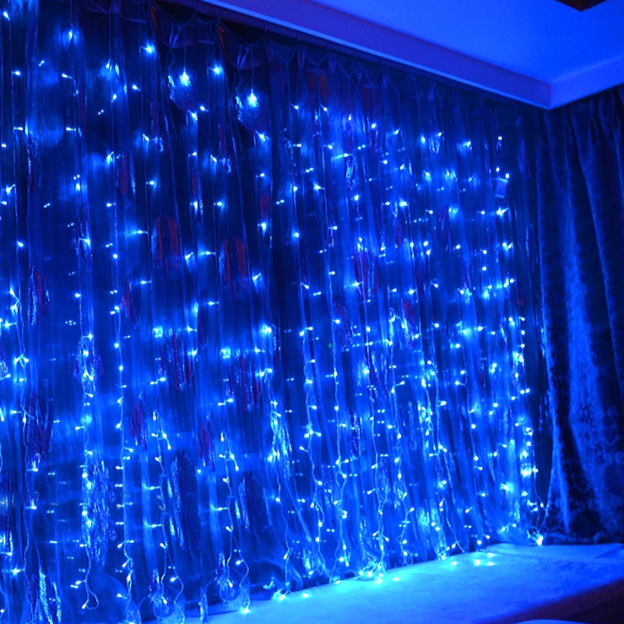 Instalație de Crăciun, perdea luminoasă 3 x 6 metri, fir gros, pentru fațade, diverse culori [1]