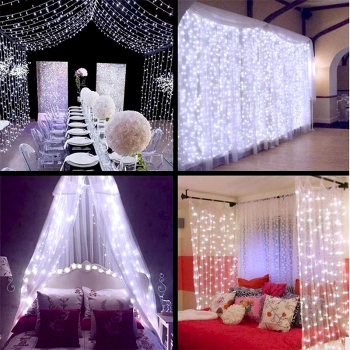 Instalație de Crăciun, perdea luminoasă 3 x 3 metri, diverse culori [4]