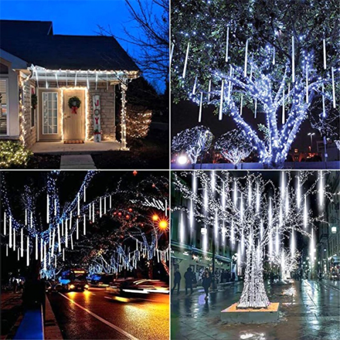 Instalație de Crăciun, țurțuri, 8 tuburi de 80 cm, cu led, 3 metri, exterior, alb rece [6]