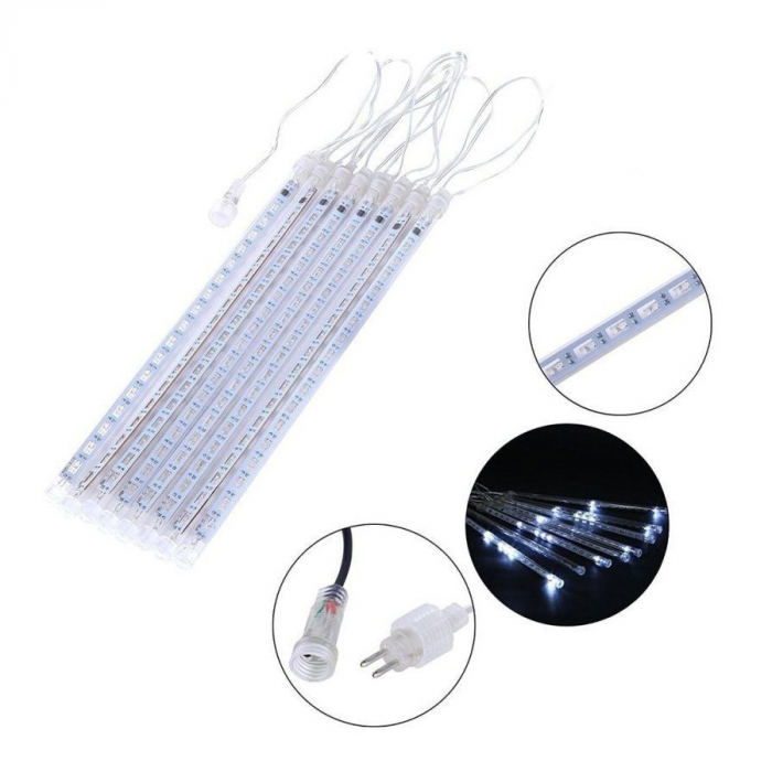 Instalație de Crăciun, țurțuri, 8 tuburi de 50 cm cu led, 3 metri, exterior, diverse culori [5]
