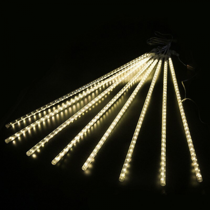 Instalație de Crăciun, țurțuri, 8 tuburi de 50 cm cu led, 3 metri, exterior, alb cald [2]