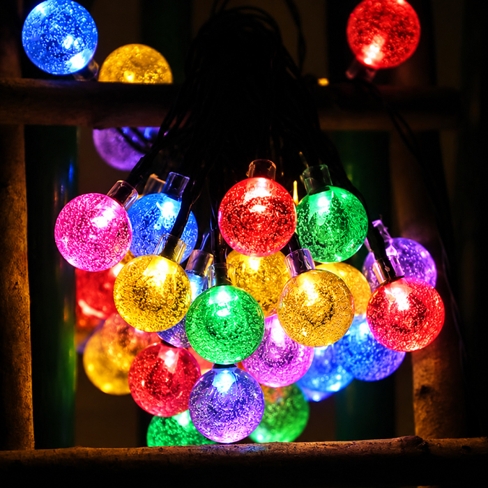 Instalație solară bulb, 50 LED-uri, 6 metri, de exterior, multicolor [2]