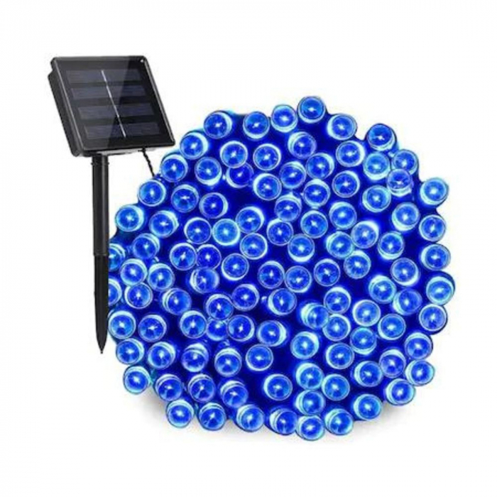 Instalație solară liniară, bec clar, albastru, 10 metri [1]