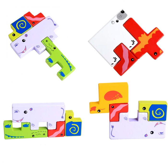 Joc de tip tetris din lemn cu animale 3D JC21 [4]