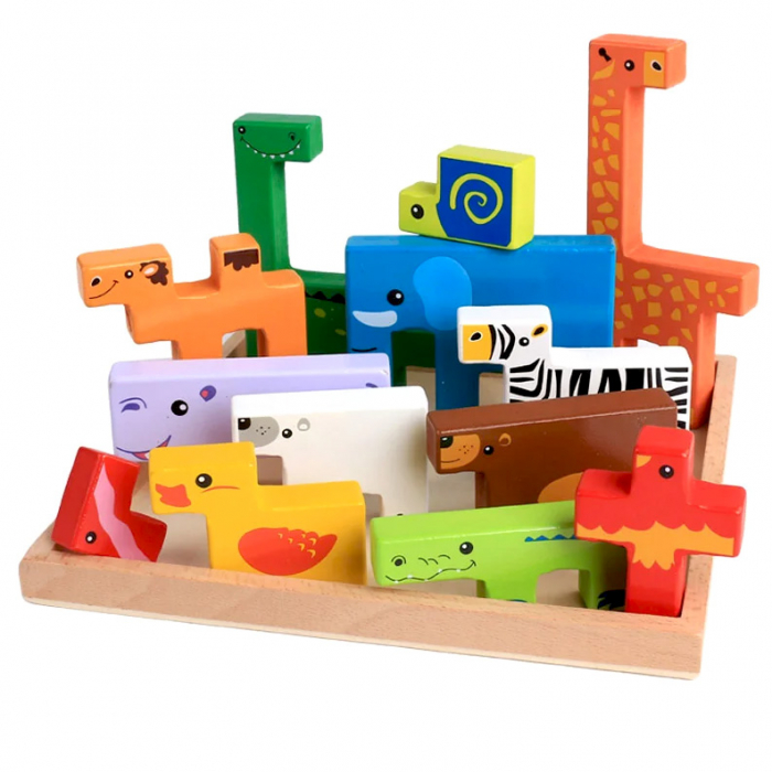 Joc de tip tetris din lemn cu animale 3D JC21 [2]