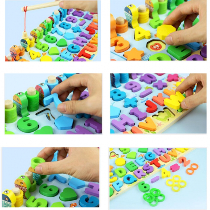 Joc din lemn logaritmic interactiv 5 în 1 cu pescuit JC28 [3]