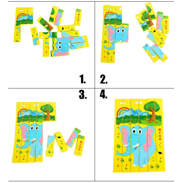 Joc Jenga Interactiv 3 in 1 Puzzle Turn din Lemn și Domino JC07 [2]