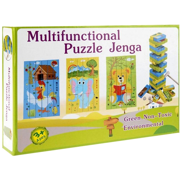 Joc Jenga Interactiv 3 in 1 Puzzle Turn din Lemn și Domino JC07 [4]