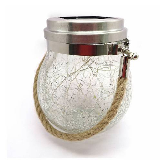 Lampă solară din sticlă, felinar, 14 cm înălțime, exterior, diverse culori [8]