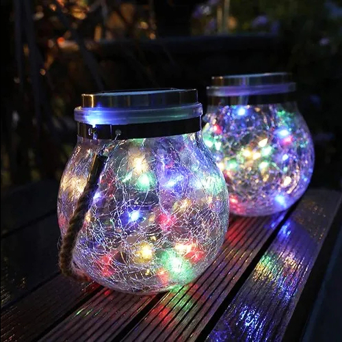 Lampă solară din sticlă, felinar, 14 cm înălțime, exterior, diverse culori [3]