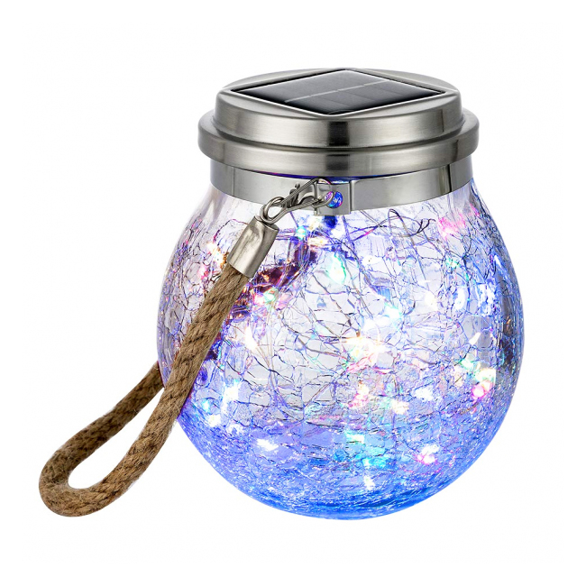 Lampă solară din sticlă, felinar, 14 cm înălțime, exterior, diverse culori [4]
