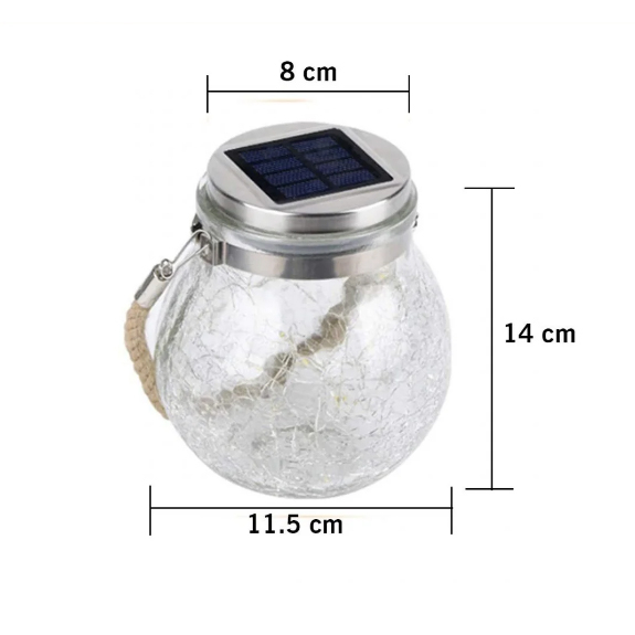 Lampă solară din sticlă, felinar, 14 cm înălțime, exterior, diverse culori [6]