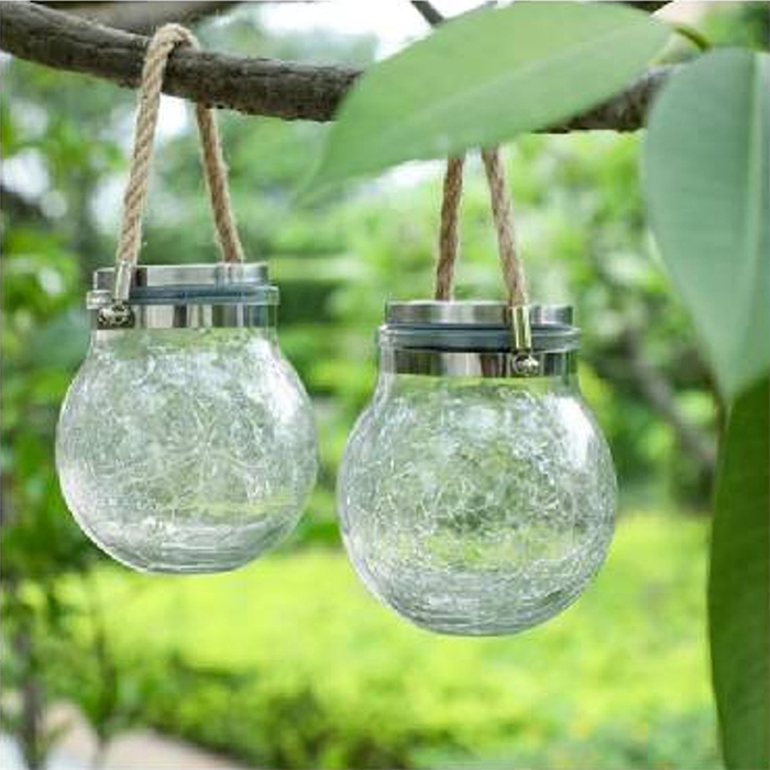 Lampă solară din sticlă, felinar, 14 cm înălțime, exterior, diverse culori [7]