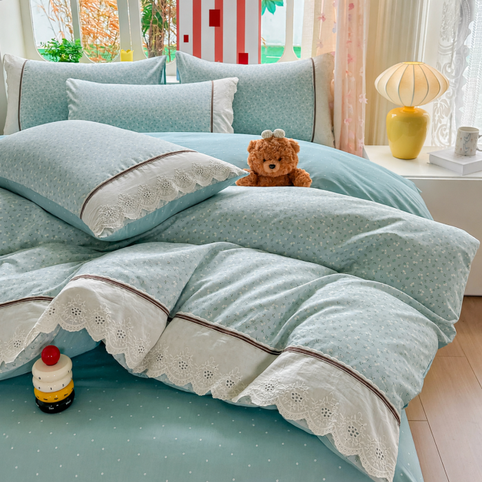 Lenjerie de pat bumbac 100%, 4 piese, bleu mentă, BCP410 [2]