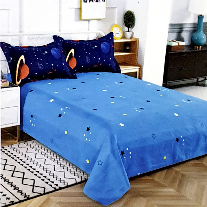 Lenjerie de pat 2 persoane, bumbac finet, 6 piese, 2 fețe, planete, SP535 [2]