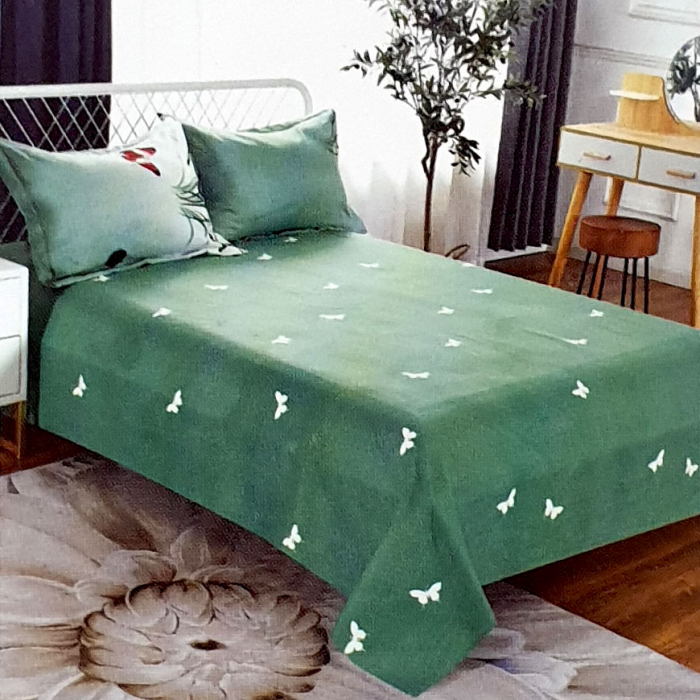 Lenjerie de pat 2 persoane, bumbac finet, 6 piese, 2 fețe, verde, SP630 [2]