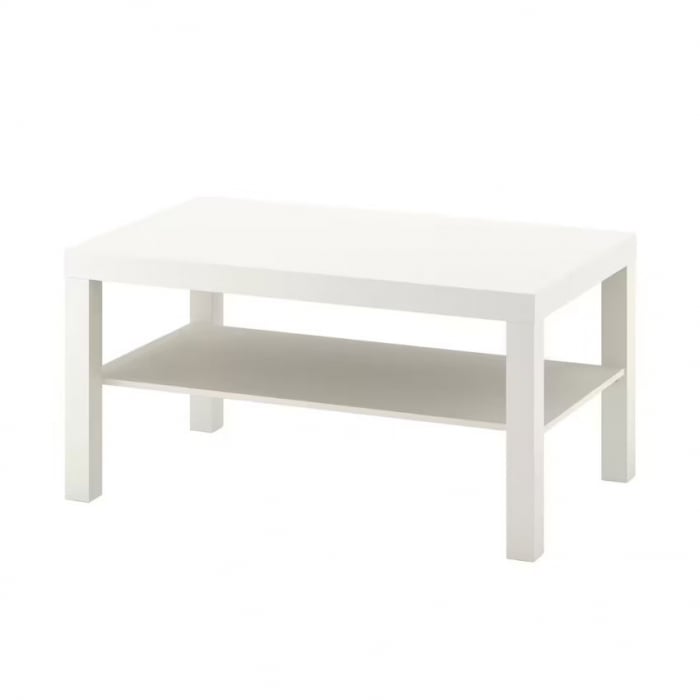 Măsuță cafea 90 x 55 cm, înălțime 45 cm, cu poliță, albă [2]