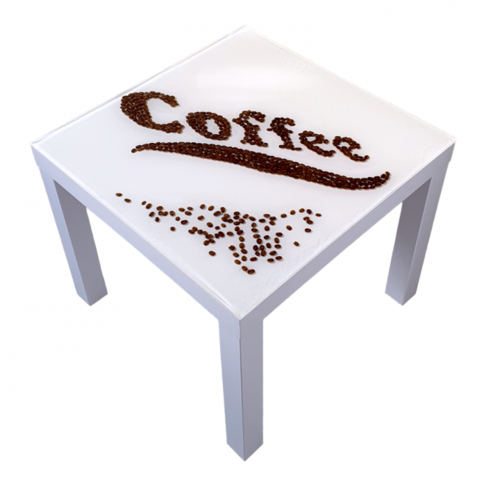 Măsuță cafea unicat, realizată manual, cu boabe de cafea, acoperită cu rășină epoxidică, 55 x 55 cm, N8 [2]