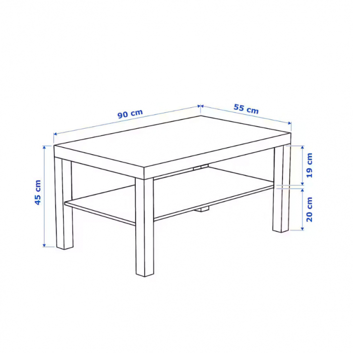Măsuță cafea 90 x 55 cm, înălțime 45 cm, cu poliță, natur [4]