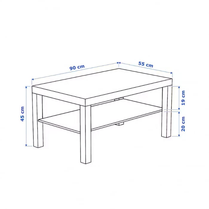 Măsuță cafea 90 x 55 cm, înălțime 45 cm, cu poliță, wenghe [4]