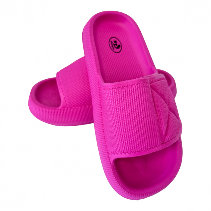 Papuci de plajă damă cu talpă groasă, baretă cu arici, fucsia, PD53 38/39 [4]