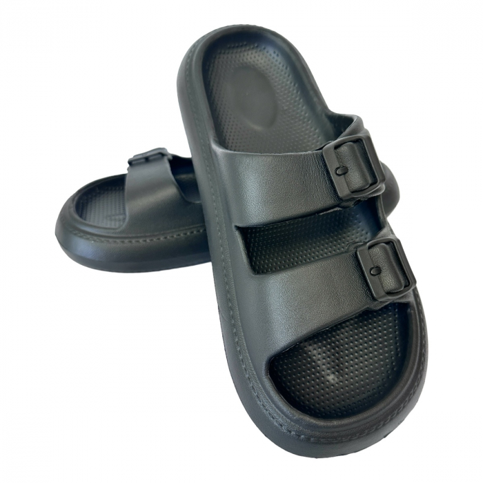 Papuci de plajă bărbați cu talpă groasă, cu cataramă, negru, 44 - 45, PB23 44/45 [2]