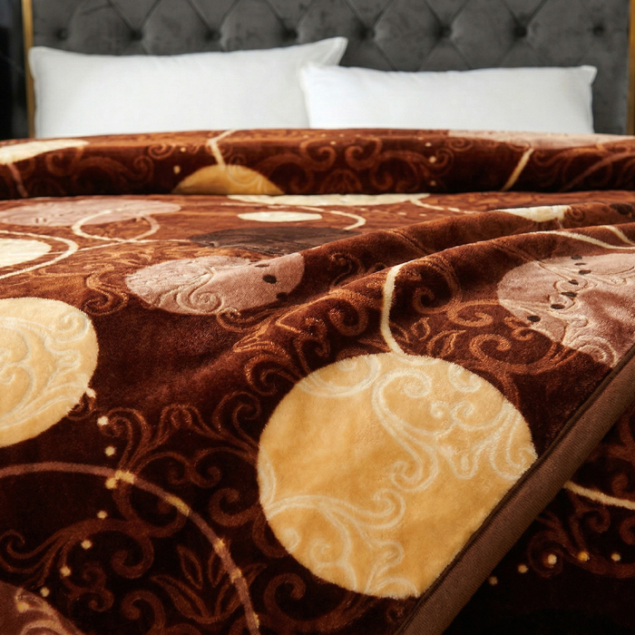 Pătură Cocolino Gofrată, 200x240 cm, 3D cu model, maro cu cercuri, PGU203 [2]