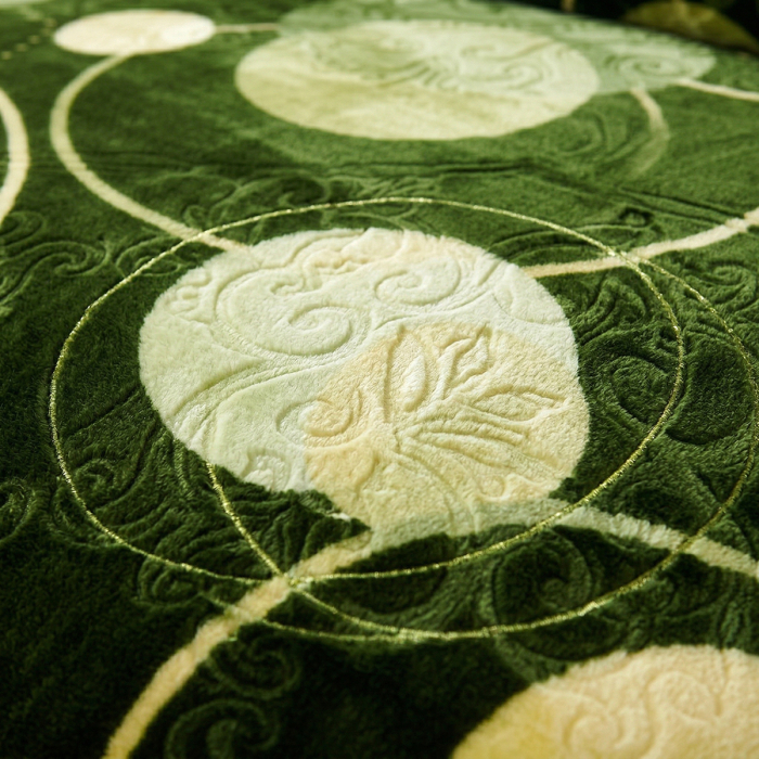 Pătură Cocolino Gofrată, 200x240 cm, 3D cu model, verde cu cercuri, PGU204 [2]