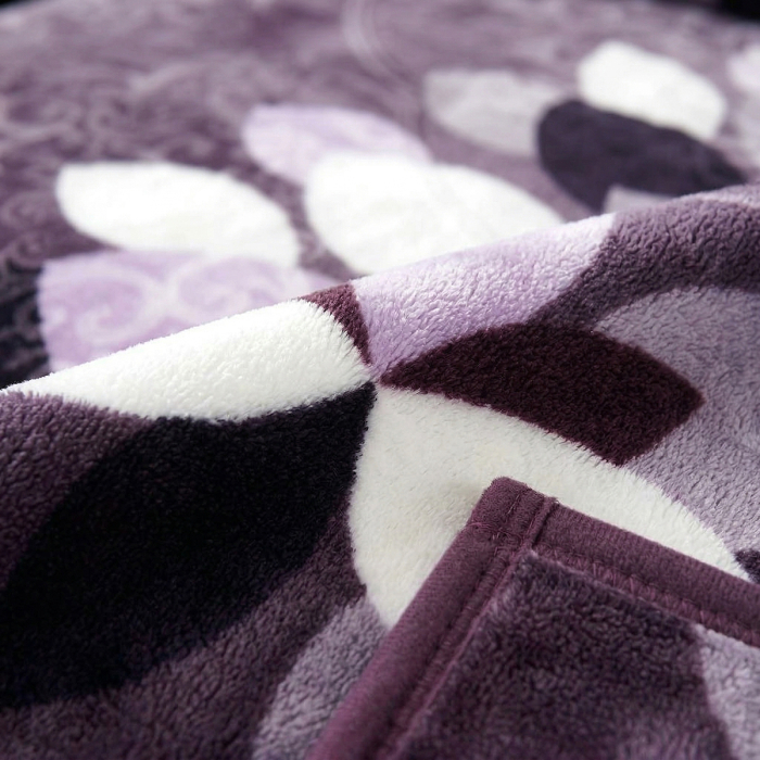 Pătură Cocolino Gofrată, 200x240 cm, 3D cu model, mov cu petale, PGU209 [2]