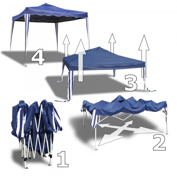 Pavilion de grădină, pliabil tip acordeon, cadru metalic 3 x 4.5 m, alb, PV13 [6]