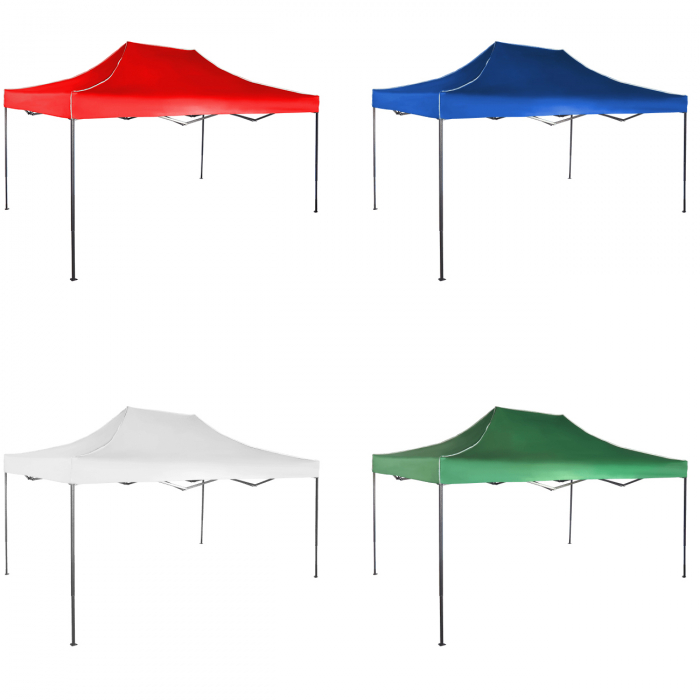 Pavilion de grădină, pliabil tip acordeon, cadru metalic 3 x 4.5 m, alb, PV13 [2]