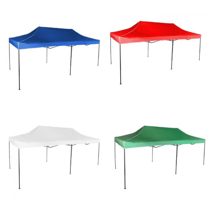 Pavilion de grădină, pliabil tip acordeon, cadru metalic 3 x 6 m, albastru, PV18 [2]