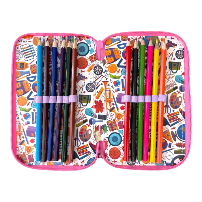Penar complet echipat, 3 compartimente, 32 piese, pentru fete, model floral, PNF16 [4]