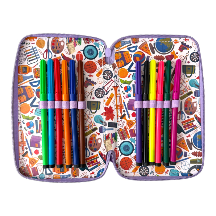Penar complet echipat, 3 compartimente, 32 piese, pentru fete, roz-lila, PNF10 [6]