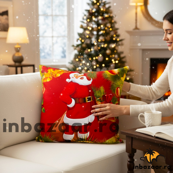 Pernă decorativă de Crăciun 40x40 cm cu Moș Crăciun PPC03 [3]