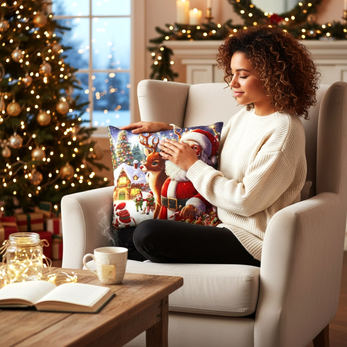 Pernă decorativă de Crăciun 40x40 cm cu Moș Crăciun PPC05 [2]