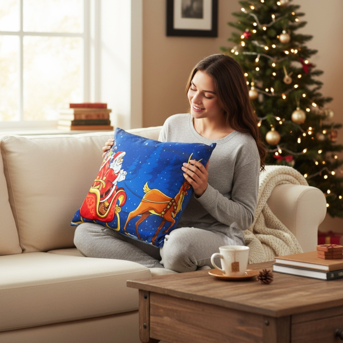 Pernă decorativă de Crăciun 40x40 cm cu Moș Crăciun PPC05 [2]