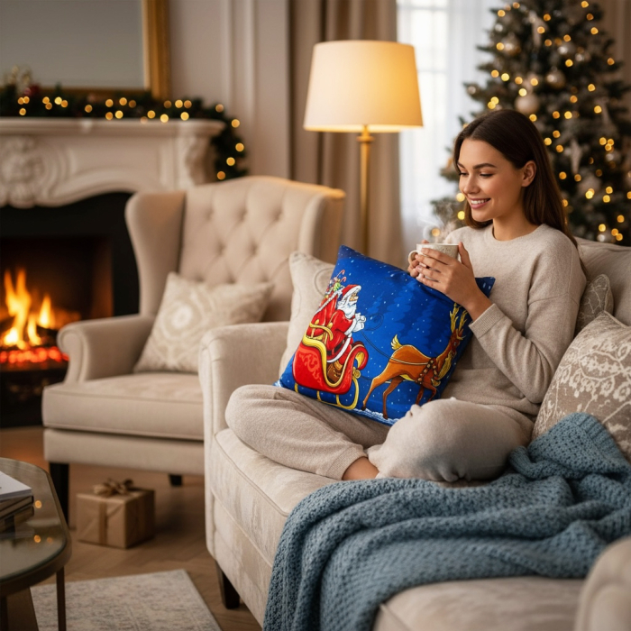 Pernă decorativă de Crăciun 40x40 cm cu Moș Crăciun PPC05 [3]