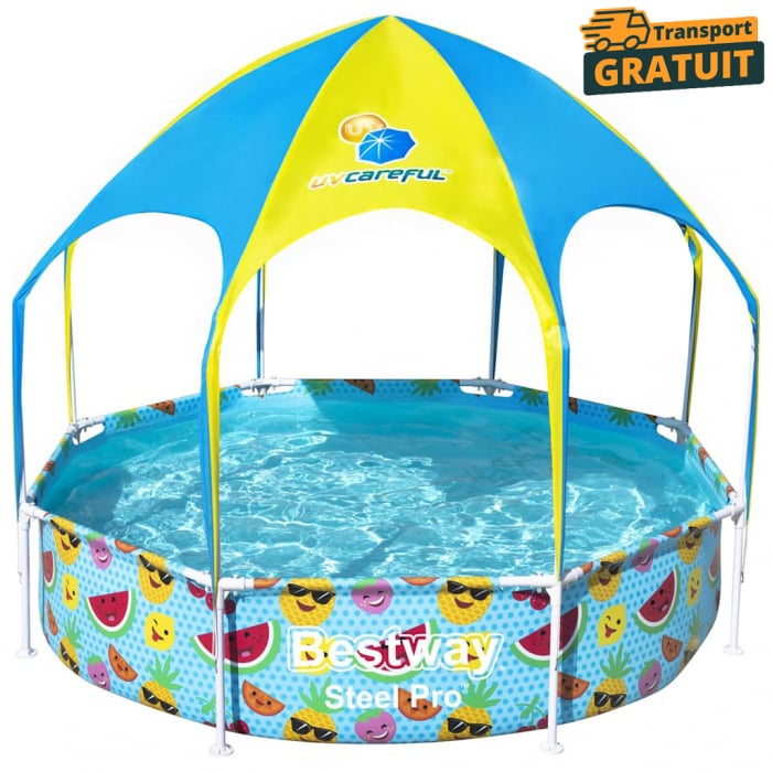 Piscină pentru copii cu parasolar protecție UV 1688 litri Bestway 244x51 cm [1]