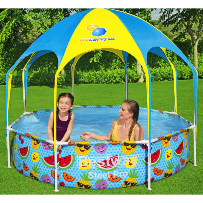 Piscină pentru copii cu parasolar protecție UV 1688 litri Bestway 244x51 cm [2]