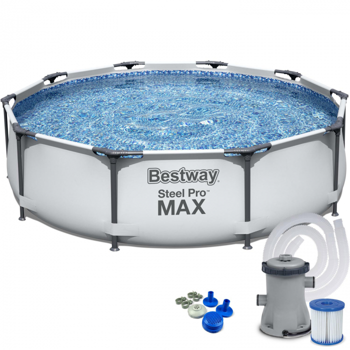 Piscină rotundă cadru metalic 4678 litri Bestway 305x76 cm cu pompă și flitru incluse [8]