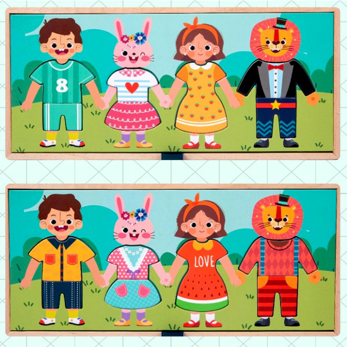 Puzzle din lemn Îmbracă familia și usucă hainele JC66 [6]