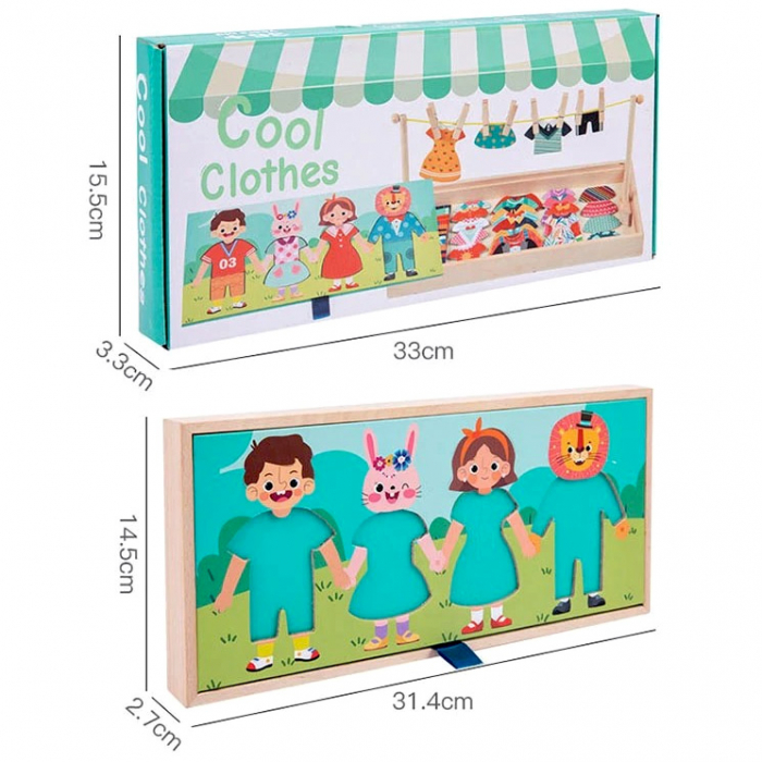 Puzzle din lemn Îmbracă familia și usucă hainele JC66 [4]