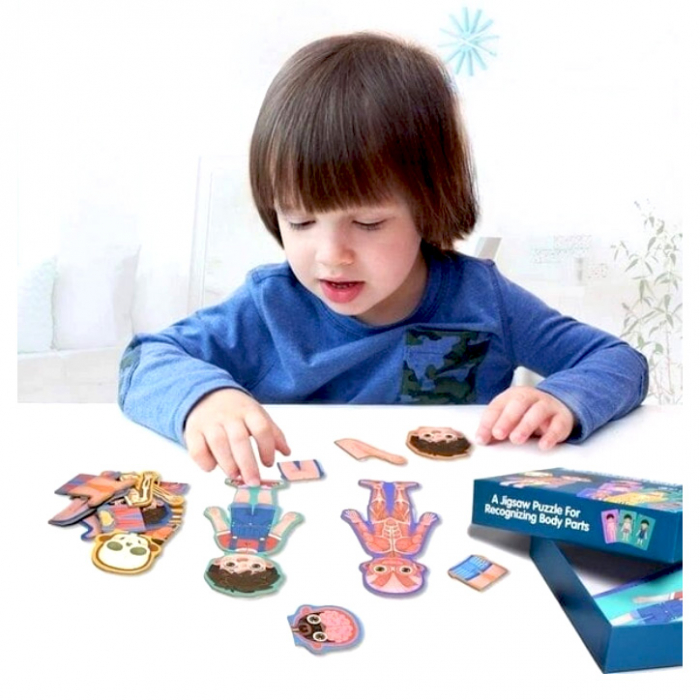 Puzzle educativ din lemn corpul uman băiețel în limba română JC65 [5]