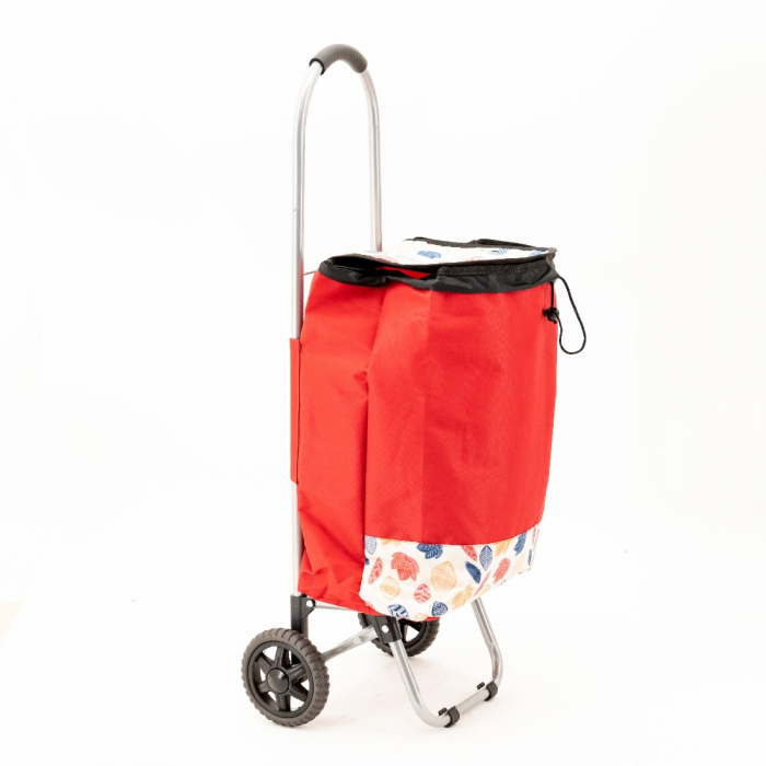 Sacoşă de piaţă cu cărucior, 2 roţi, 28 L, Roşu [3]