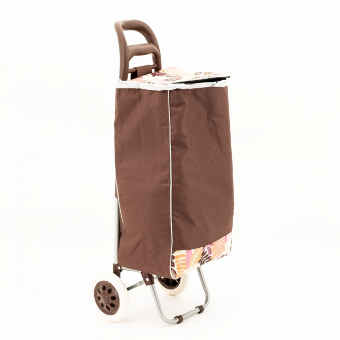 Sacoşă de piaţă cu cărucior, 2 roţi, 50 L, Maro [2]