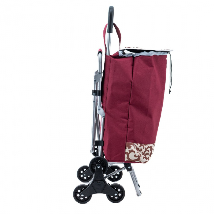 Sacoşă de piaţă cu cărucior, scaun, 3 roţi, 32 L, Vişiniu [2]