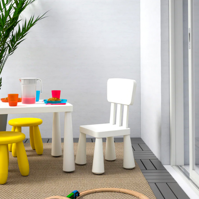 Scăunel din plastic cu spătar, 67x36x39 cm, alb, MC30 [2]