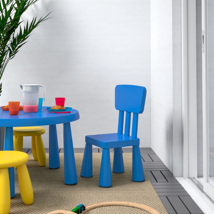Scăunel din plastic cu spătar, 67x36x39 cm, albastru, MC32 [2]